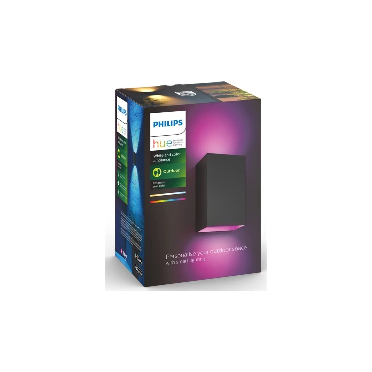 Philips Hue WCA Resonate Outdoor Wall Lantern, Black | 8 W | 2000-6500 Hue White Colour Ambiance