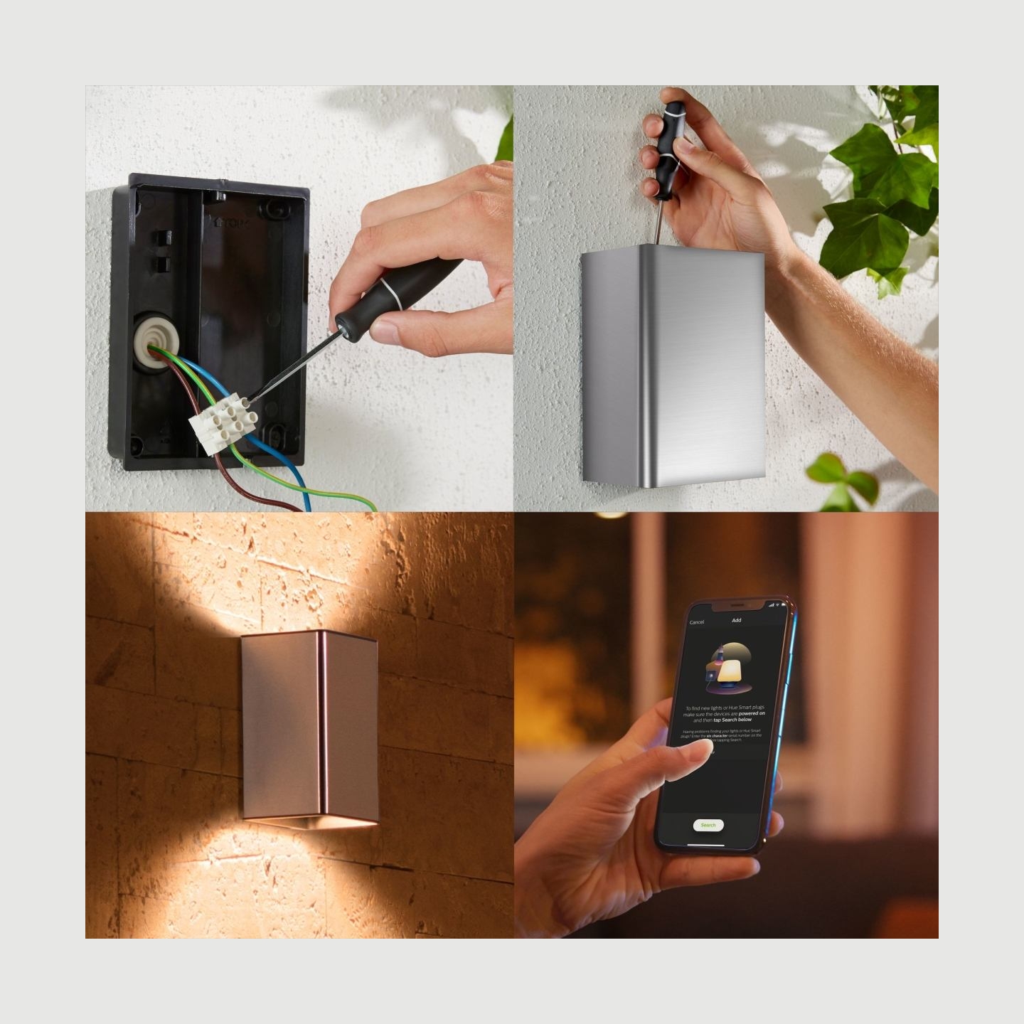 Philips Hue WCA Resonate Outdoor Wall Lantern, Inox | 8 W | 2000-6500 Hue White Colour Ambiance
