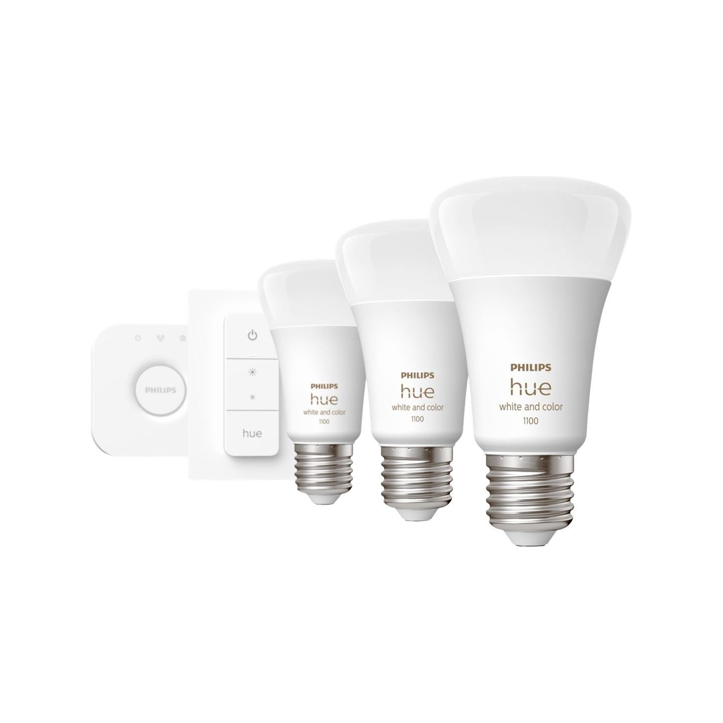 Philips Hue WCA Starter Kit 9W A60 E27, 3pcs, Bridge, Switch | E27 | 9 W | RGBW 2000-6500K | Bluetooth and Zigbee