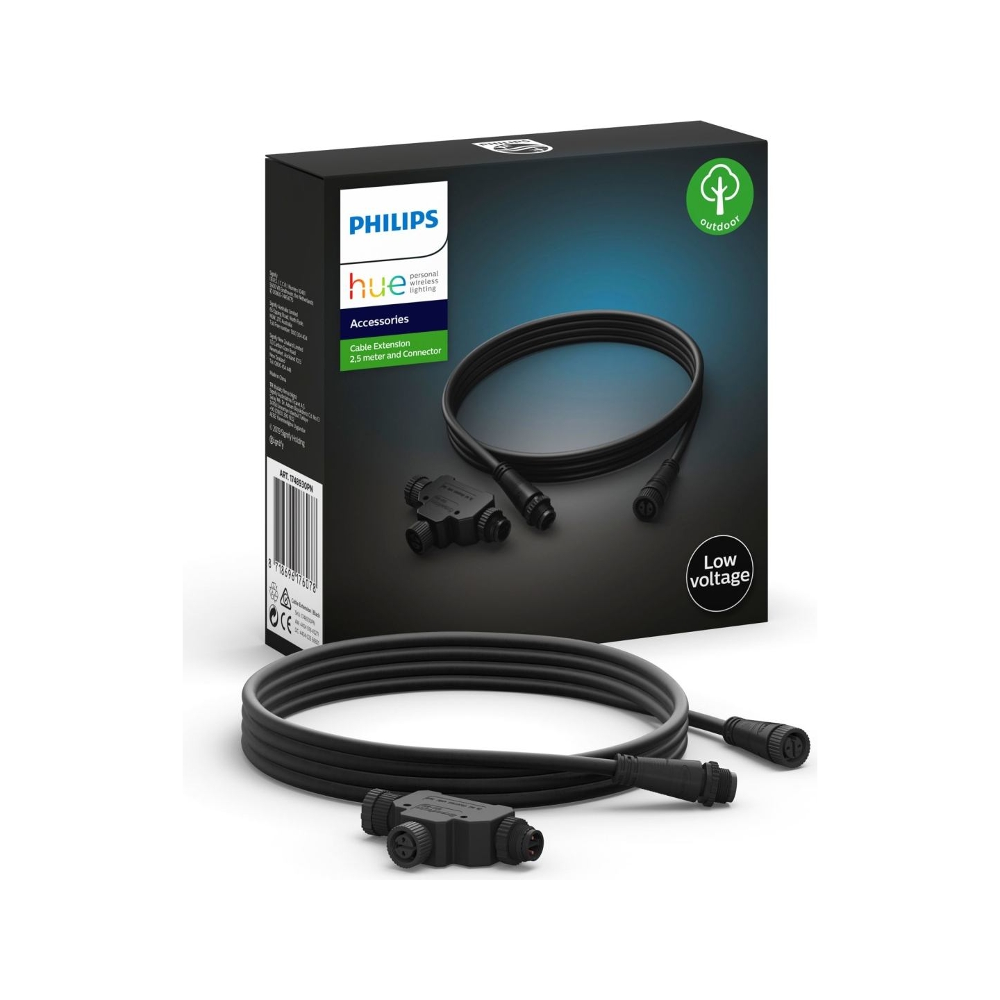 Philips Hue Outdoor 24V Cable Extension and T-connector, 2.5m