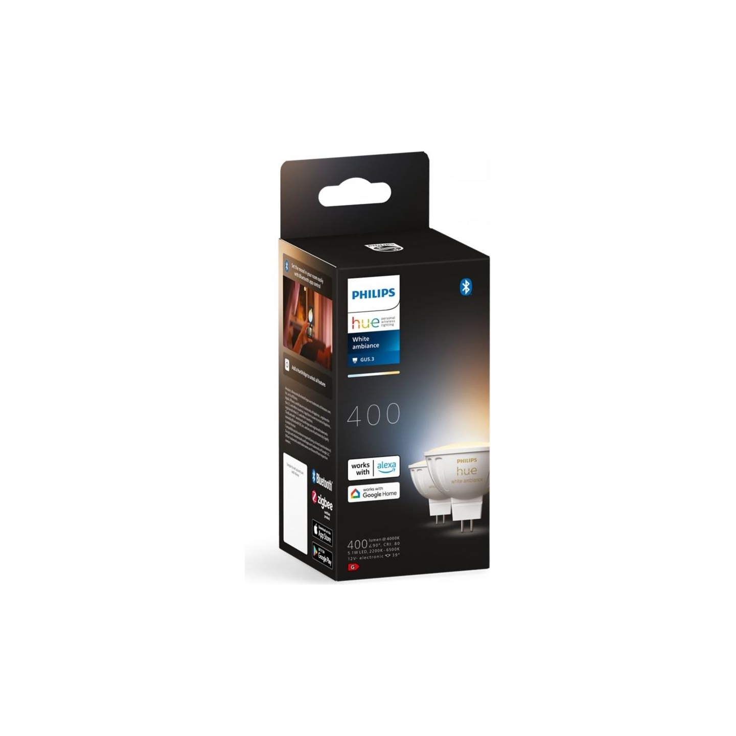 Philips Hue WA 12V MR16, 2pcs pack | GU5.3 | 5.1 W | Warm to cool white light