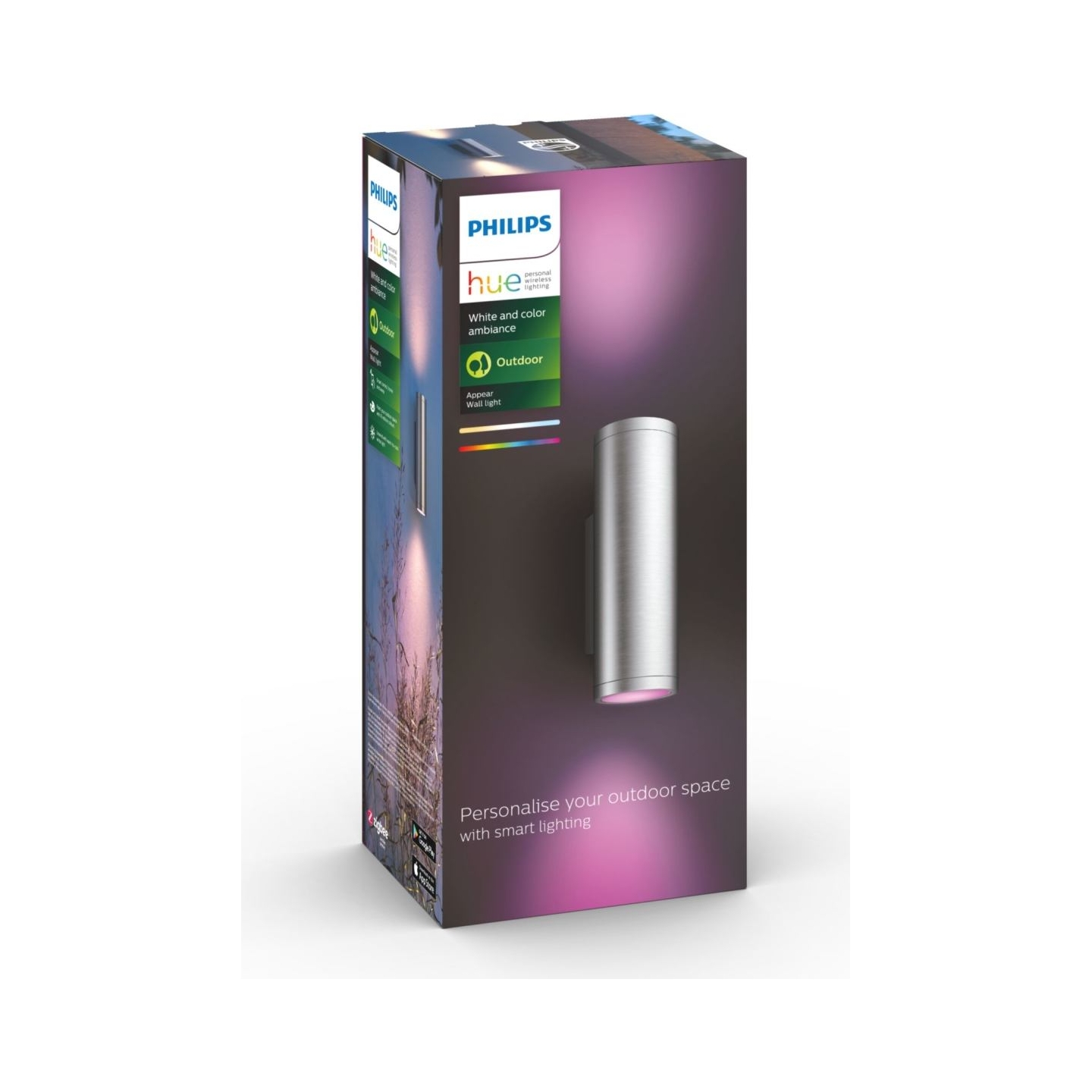 Philips Hue WCA Appear Outdoor Wall Lantern, Inox | 8 W | 2000-6500 Hue White Colour Ambiance