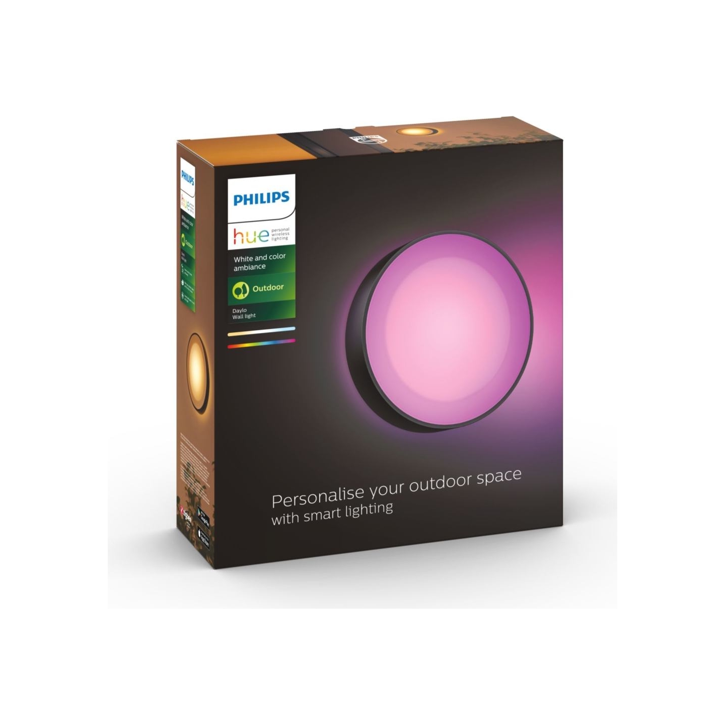 Philips Hue WCA Daylo Outdoor Wall Lantern, Black | 15 W | 2000-6500 Hue White Colour Ambiance
