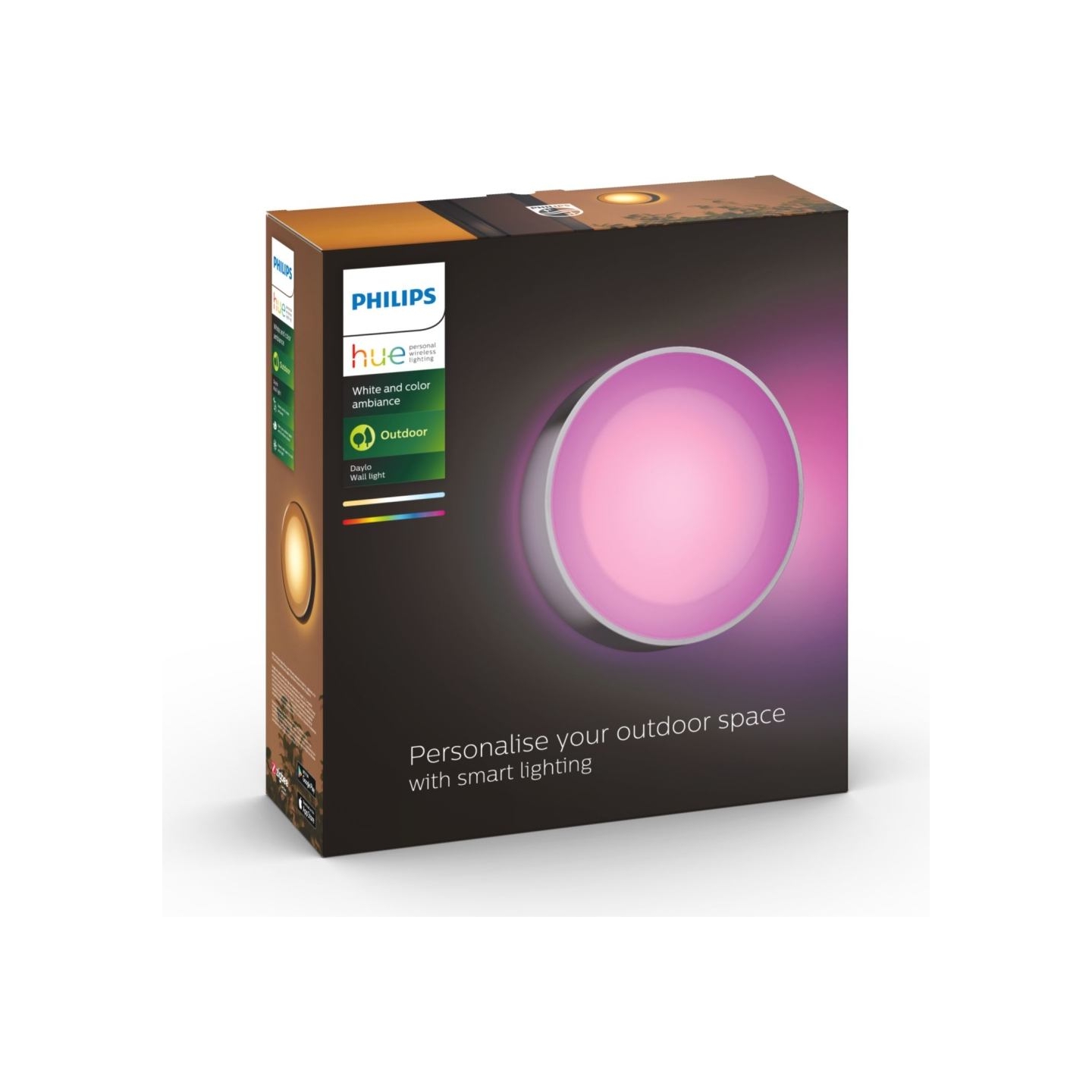 Philips Hue WCA Daylo Outdoor Wall Lantern, Inox | 15 W | 2000-6500 Hue White Colour Ambiance