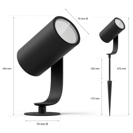 Philips Hue WCA Lily Outdoor Spot Light Base 24V | 8 W | 2200-6500 BBL CCT range