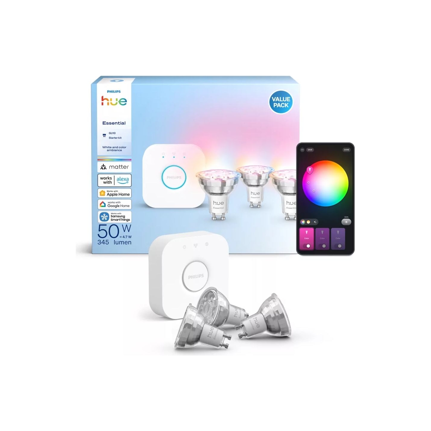 Philips Hue E WCA 345 GU10 3kit EU | GU10 | 3 W | 16 million colors, White and colored light