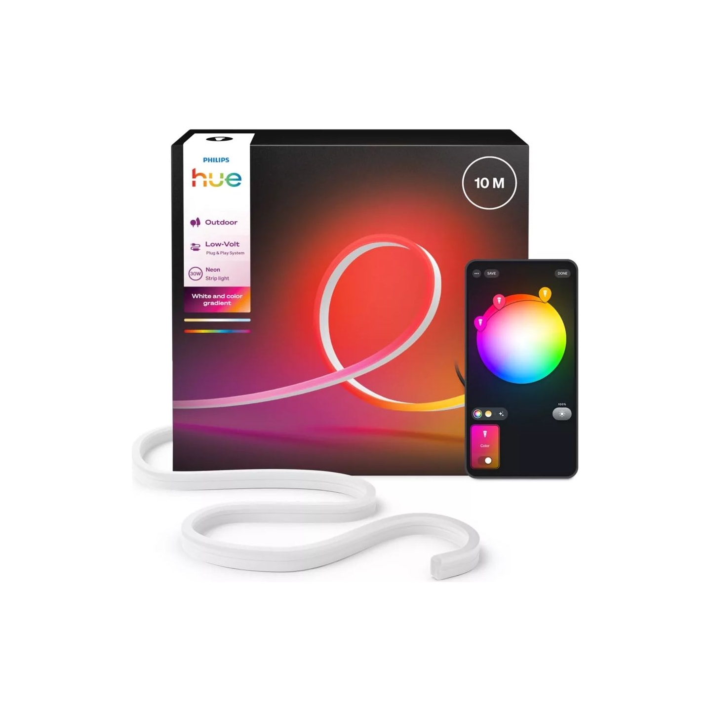 Philips Hue Neon Lightstrip for outdoor use, 10 m | 30 W | Bluetooth, Zigbee