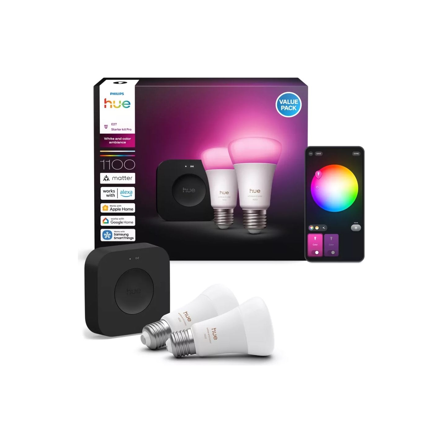 Philips Hue WCA A60 2KIT Pro EU | E27 | White and colored light | Bluetooth and Zigbee