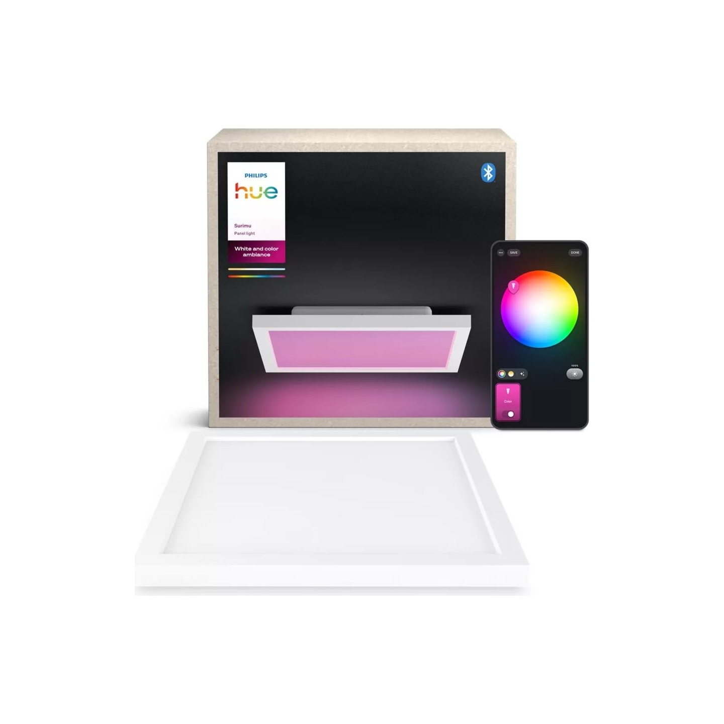 Philips Hue Surimu Panel Square Small | 2000-6500 K, Hue White and Color Ambiance
