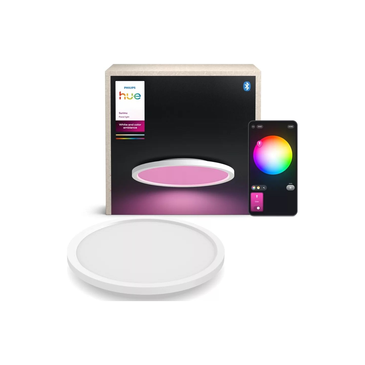 Philips Hue Surimu round panel light, 39.5 cm | Bluetooth, Zigbee