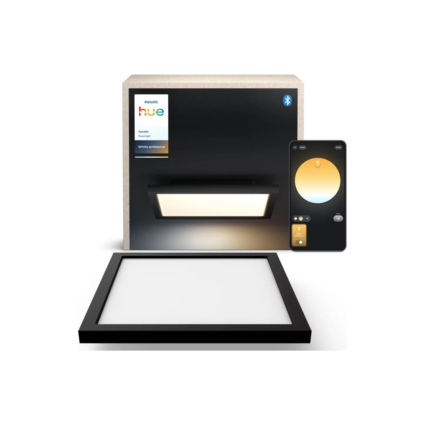 Philips Hue Aurelle square panel light, Black | 2200-6500 Hue White Ambiance