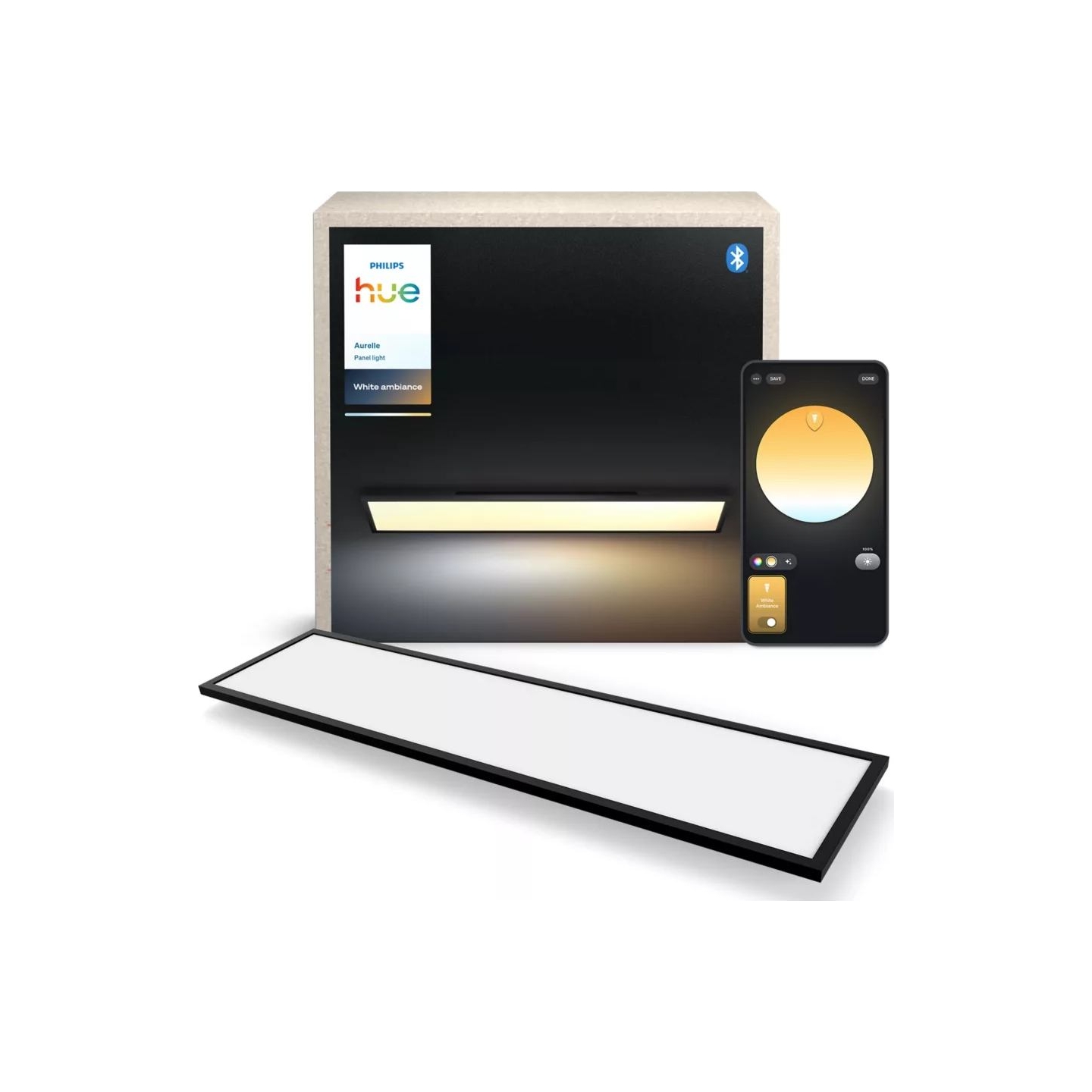 Philips Hue Aurelle rectangular panel light, Black, 120 x 30 cm | 2200-6500 Hue White Ambiance