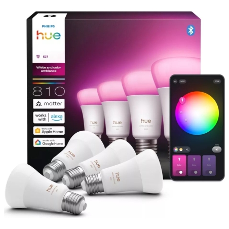 Philips Hue WCA 810 A60 E27 4P EU | E27 | 6 W | White and colour light | Bluetooth and Zigbee