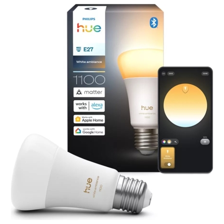 Philips Hue WA 1100 A60 1P EU | E27 | 8.1 W | Warm to cool white light | Bluetooth and Zigbee