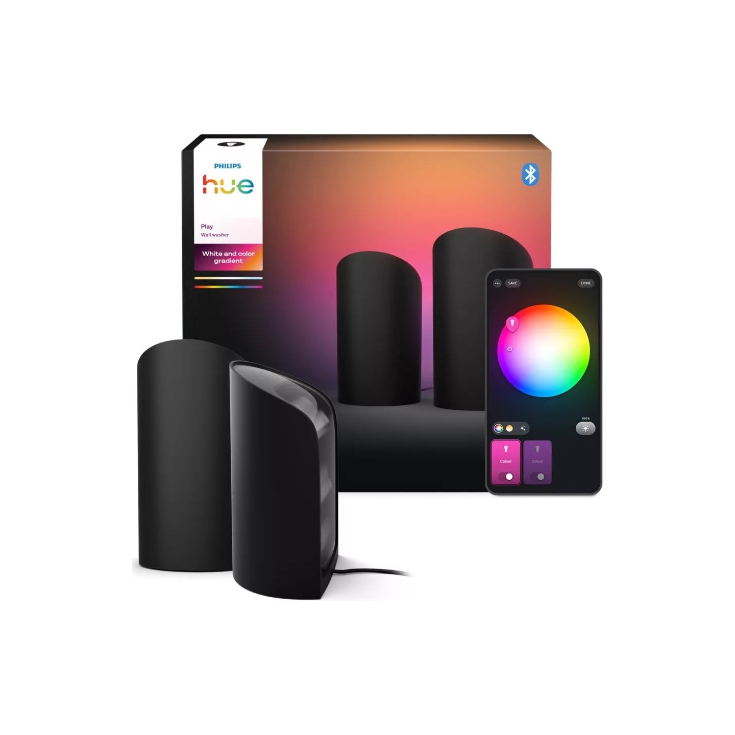 Philips Hue Play wall washer, 2-pack, EU/UK | Coloured and white light (RGBW) | Bluetooth, Zigbee
