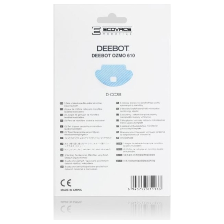 Ecovacs | Mopping cloth for OZMO 610/601 | D-CC3B | Blue