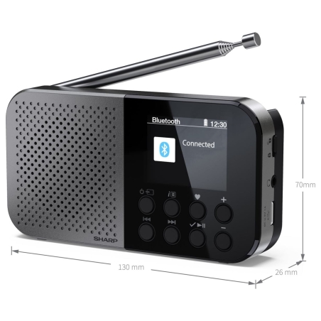 Sharp OSAKA Pocket/Handheld Portable Digital Radio | DR-P520(GY) | Bluetooth