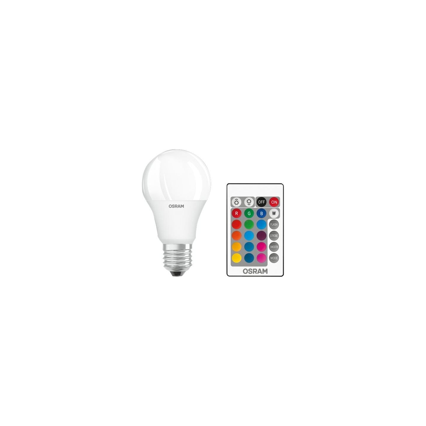 Osram LED Star+ Classic A RGBW FR 60 dimmable 9W/827 E27 bulb with Remote Control | 9 W | RGBW