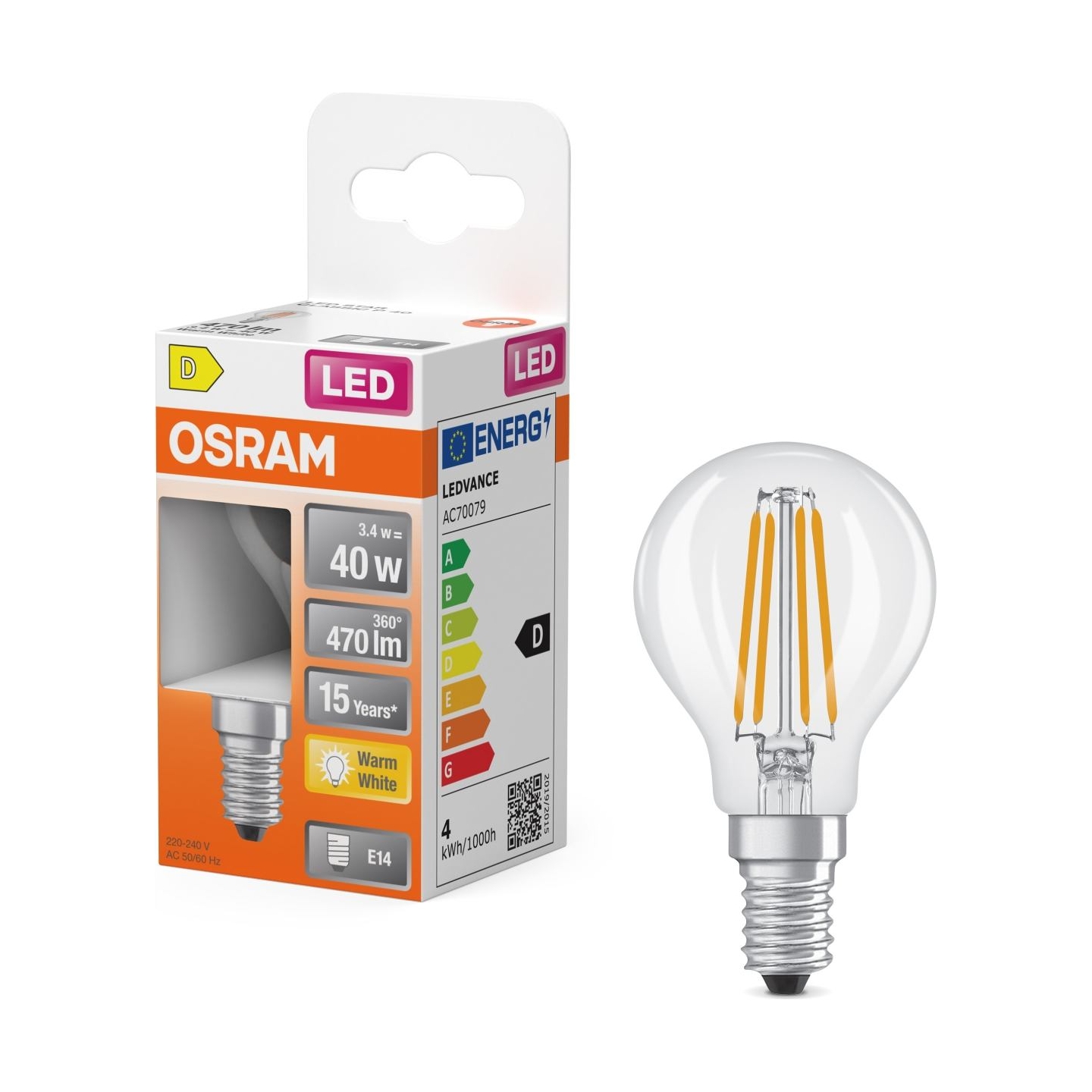 Osram Parathom Classic P Filament | E14 | 3.4 W | Warm White