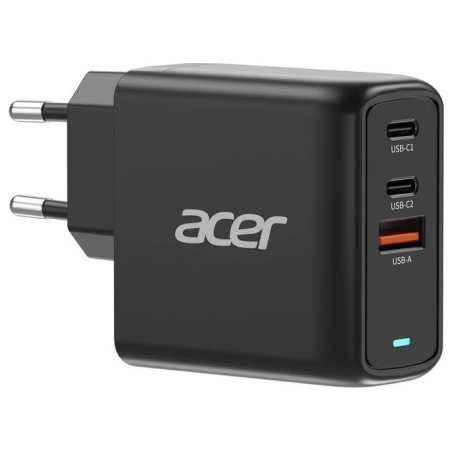 Acer 67W PD GaN Charger, 2 x USB C and 1 x USB A, EU Plug, 100W USB C cable, Retail Pack