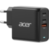 Acer 67W PD GaN Charger, 2 x USB C and 1 x USB A, EU Plug, 100W USB C cable, Retail Pack