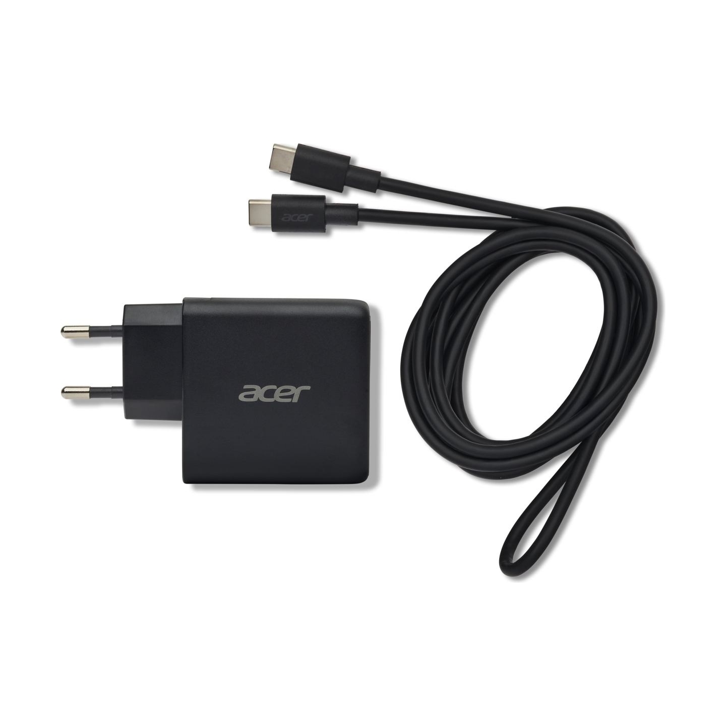Acer 67W PD GaN Charger, 2 x USB C and 1 x USB A, EU Plug, 100W USB C cable, Retail Pack