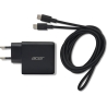 Acer 67W PD GaN Charger, 2 x USB C and 1 x USB A, EU Plug, 100W USB C cable, Retail Pack