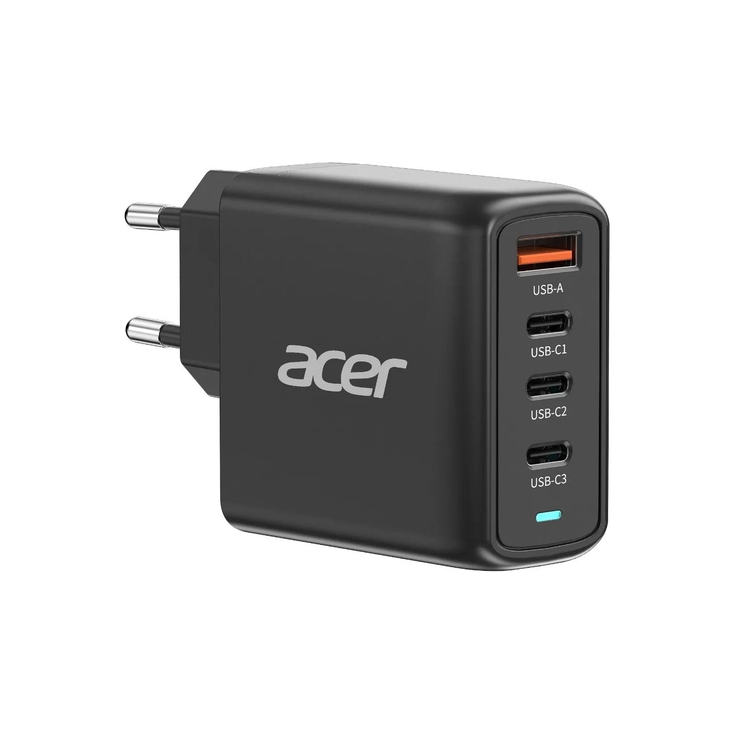 Acer 100W PD GaN Charger, 3 x USB C and 1 x USB A, EU Plug, 100W USB-C cable, Black, Retail Pack