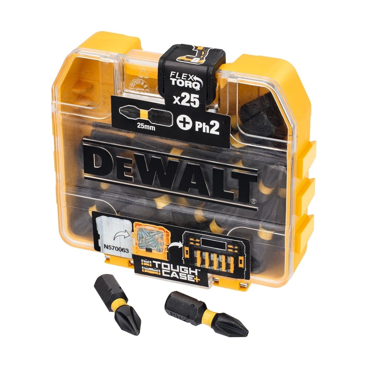Dewalt DT70555T-QZ Extreme FLEXTORQ 25pc Set PH2 25mm in Small Bulk Storage Case