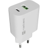Natec Ribera USB Charger 1X USB-A + 1X USB-C 20W, White