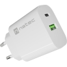 Natec Ribera USB Charger 1X USB-A + 1X USB-C 20W, White
