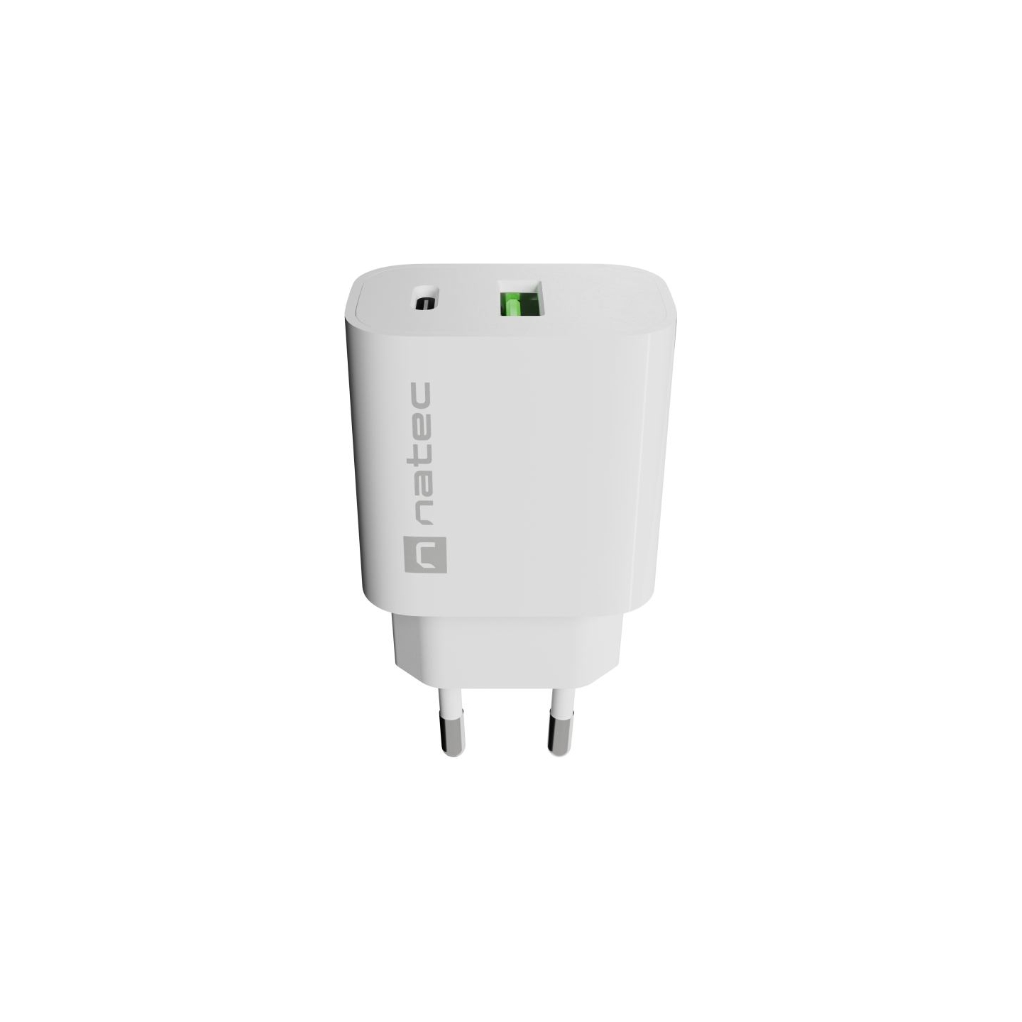 Natec Ribera USB Charger 1X USB-A + 1X USB-C 20W, White