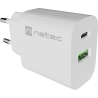 Natec Ribera USB Charger 1X USB-A + 1X USB-C 20W, White