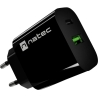 Natec Ribera USB Charger 1X USB-A + 1X USB-C 20W, Black