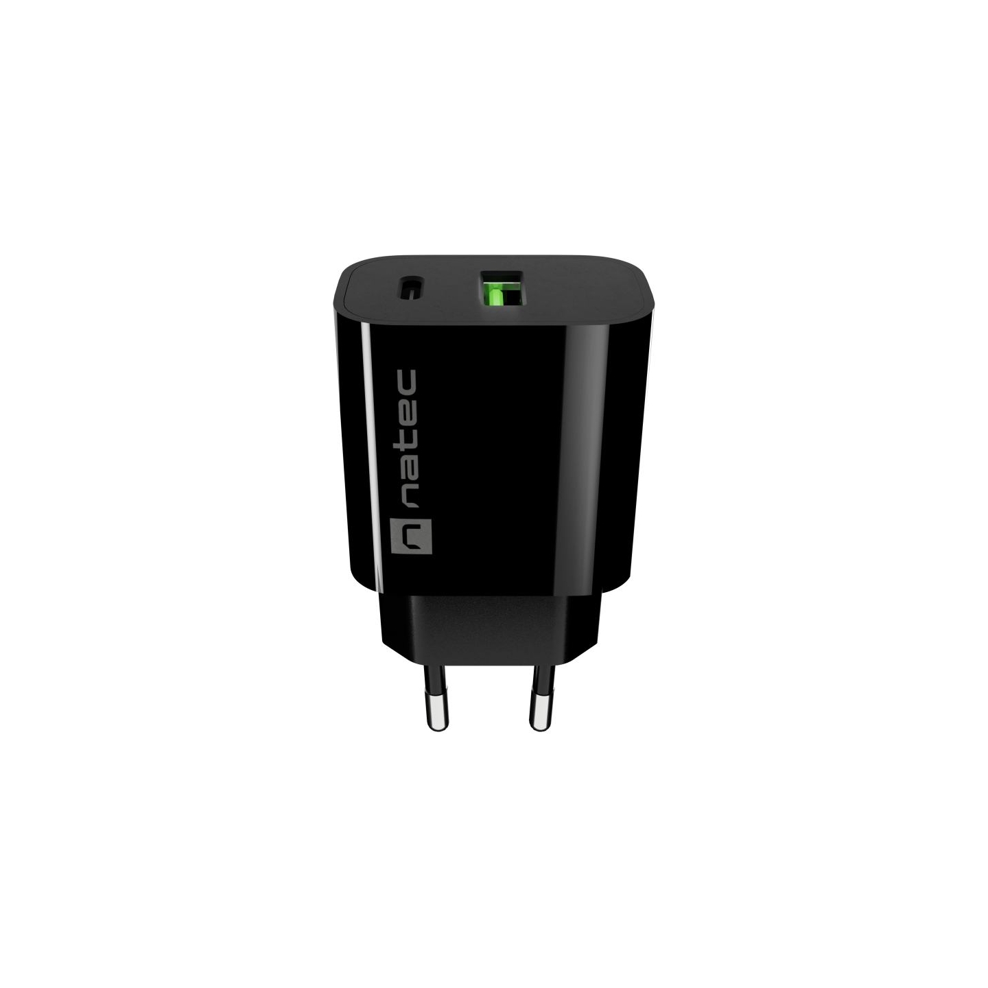 Natec Ribera USB Charger 1X USB-A + 1X USB-C 20W, Black