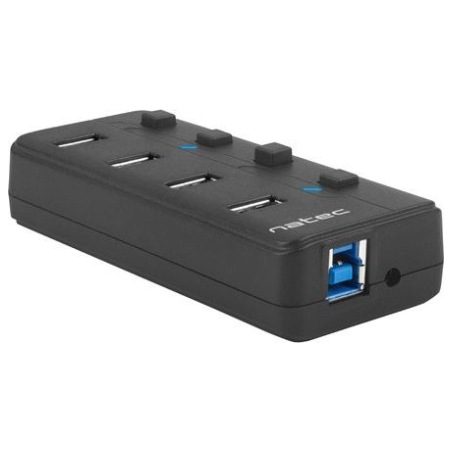 Natec USB 3.0 HUB, Mantis 2, 4-Port, On/Off with AC Adapter | Natec | 4 Port Hub With USB 3.0 | Mantis NHU-1557 | Black