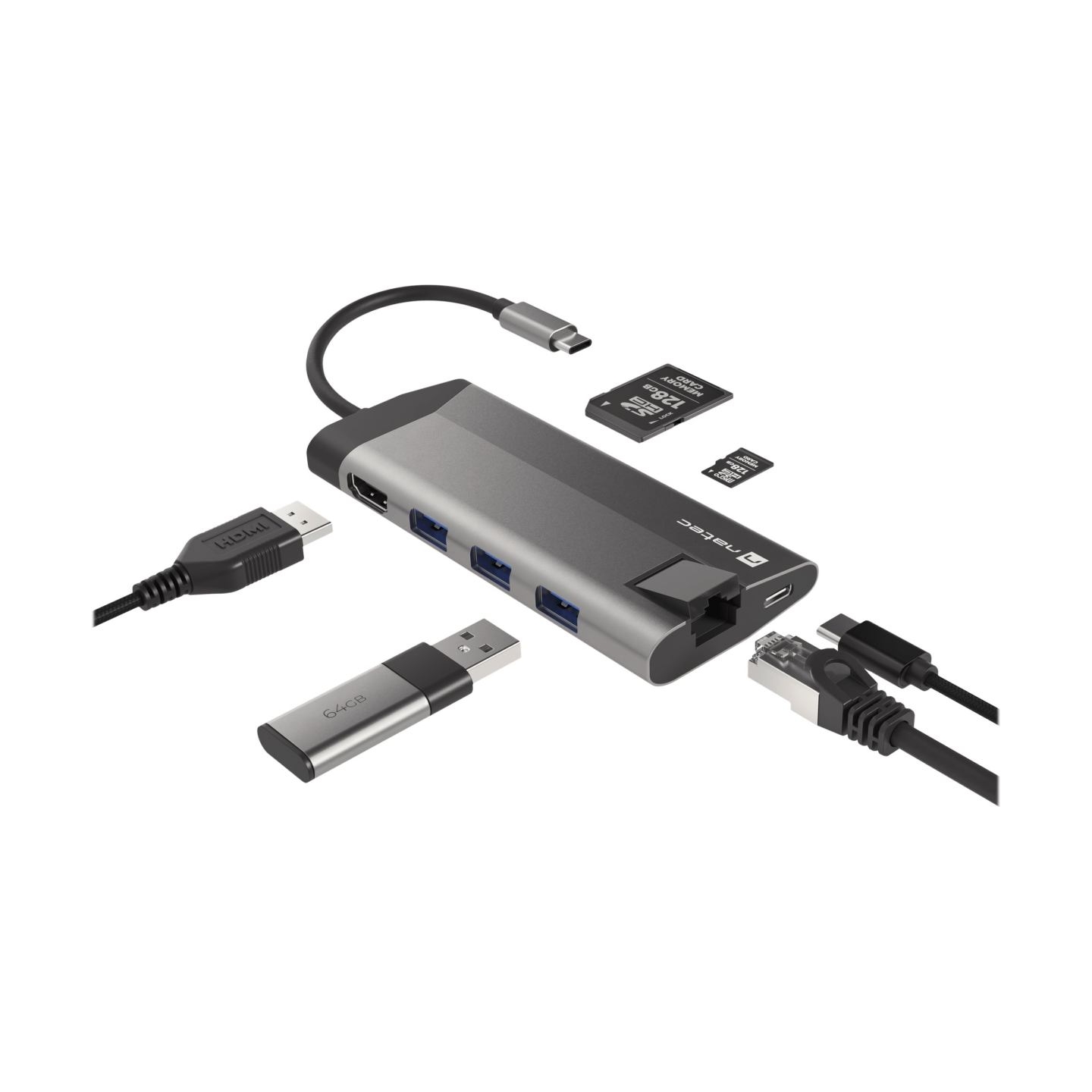 Natec | USB-C Multiport Adapter | NMP-1690 | Grey | USB Type-C | 0.15 m