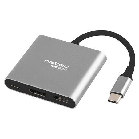 Natec Multi-Port Adapter, Fowler, USB-C, HDMI, USB 3.0 | Natec | USB-C Multiport Adapter | NMP-1607 | Grey | USB Type-C | 0.11 m