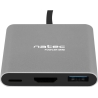 Natec Multi-Port Adapter, Fowler, USB-C, HDMI, USB 3.0 | Natec | USB-C Multiport Adapter | NMP-1607 | Grey | USB Type-C | 0.11 m
