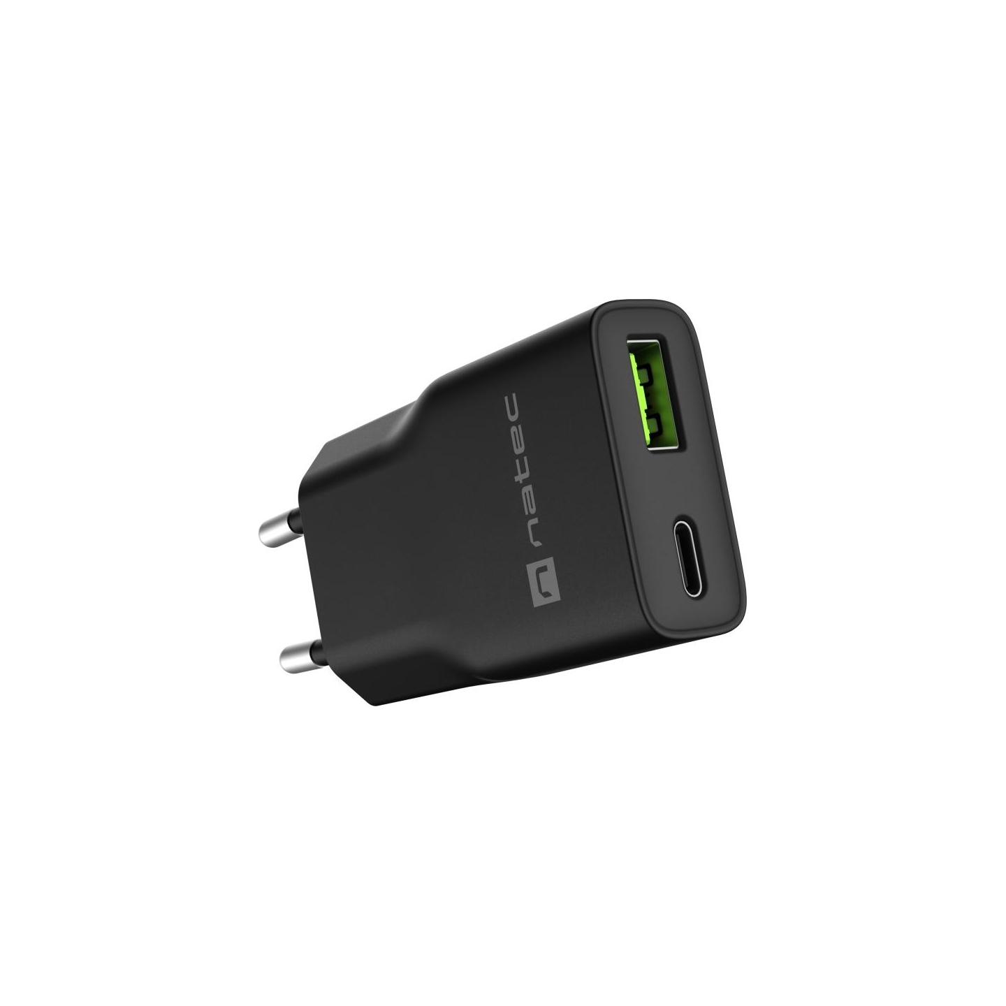 Natec Ribera USB Charger Gan Slim USB 1X USB-A + 1X USB-C 20W | NUC-2377