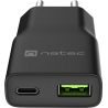 Natec Ribera USB Charger Gan Slim USB 1X USB-A + 1X USB-C 20W | NUC-2377