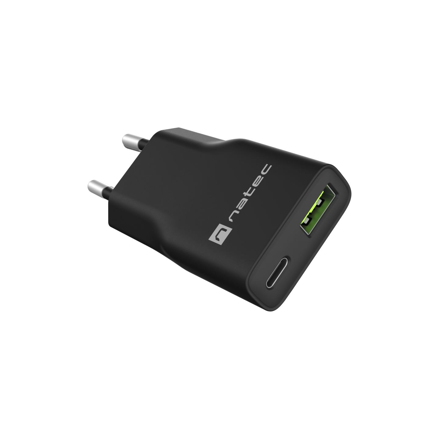 Natec Ribera USB Charger Gan Slim USB 1X USB-A + 1X USB-C 20W | NUC-2377