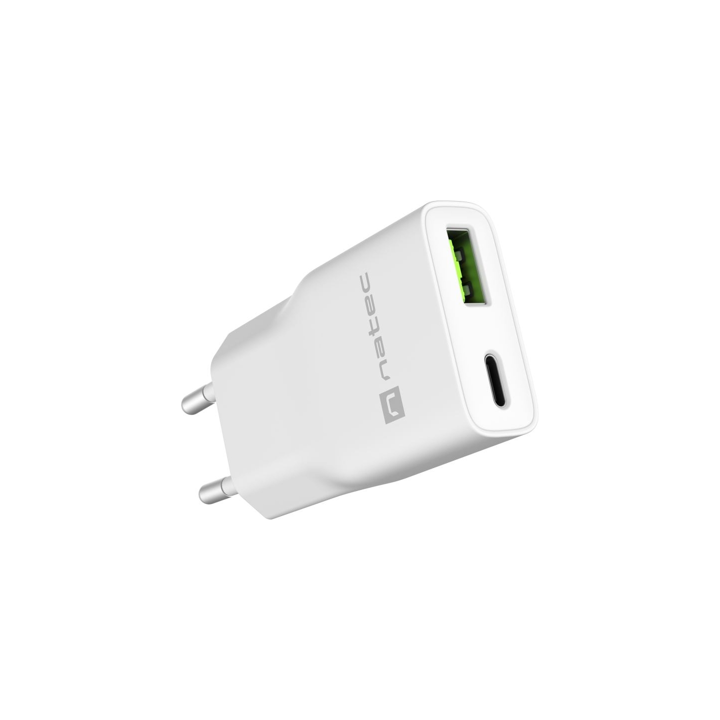 Natec Ribera USB Charger Gan Slim USB 1X USB-A + 1X USB-C 20W | NUC-2376