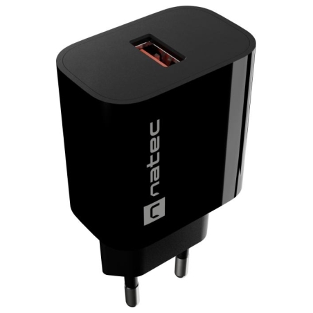 Natec Ribera USB Charger 1X USB-A 18W, Black
