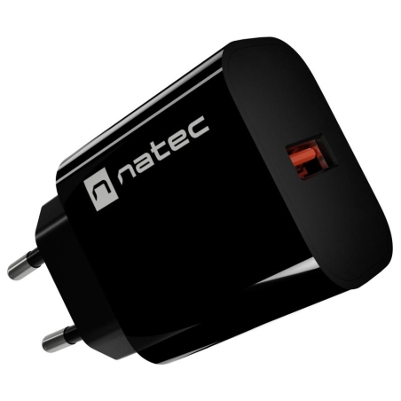 Natec Ribera USB Charger 1X USB-A 18W, Black