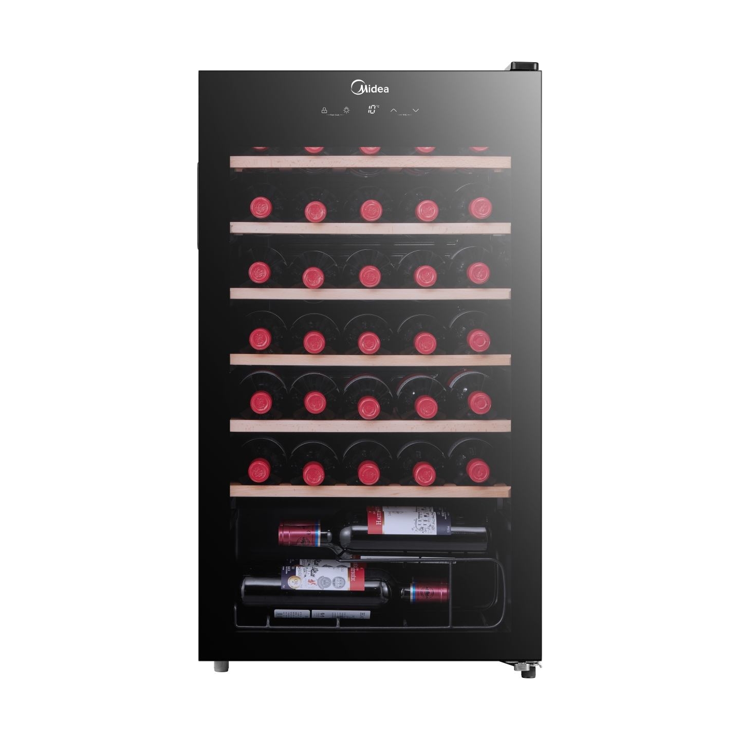 Midea Wine Cooler | MDRW150FGG22W | Energy efficiency class Class G | Free standing | Bottles capacity 34 | Black