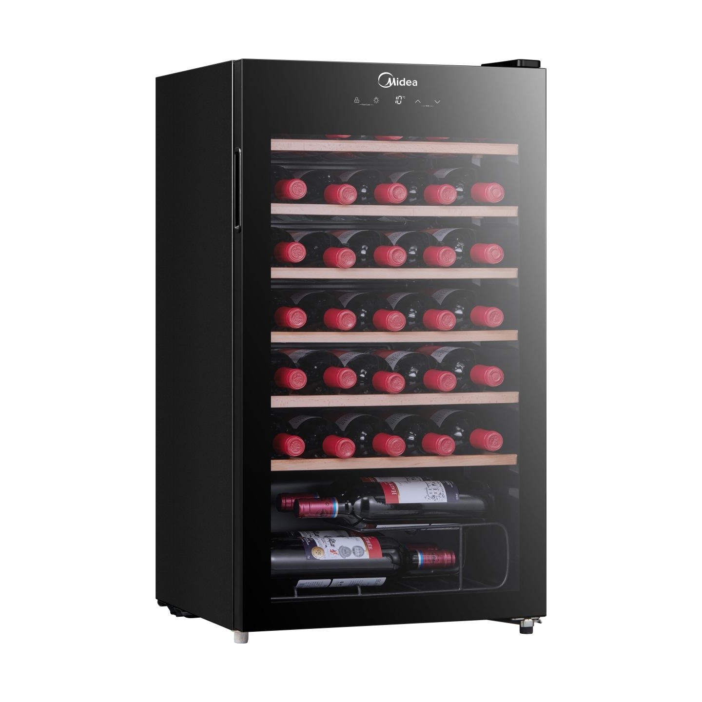 Midea Wine Cooler | MDRW150FGG22W | Energy efficiency class Class G | Free standing | Bottles capacity 34 | Black