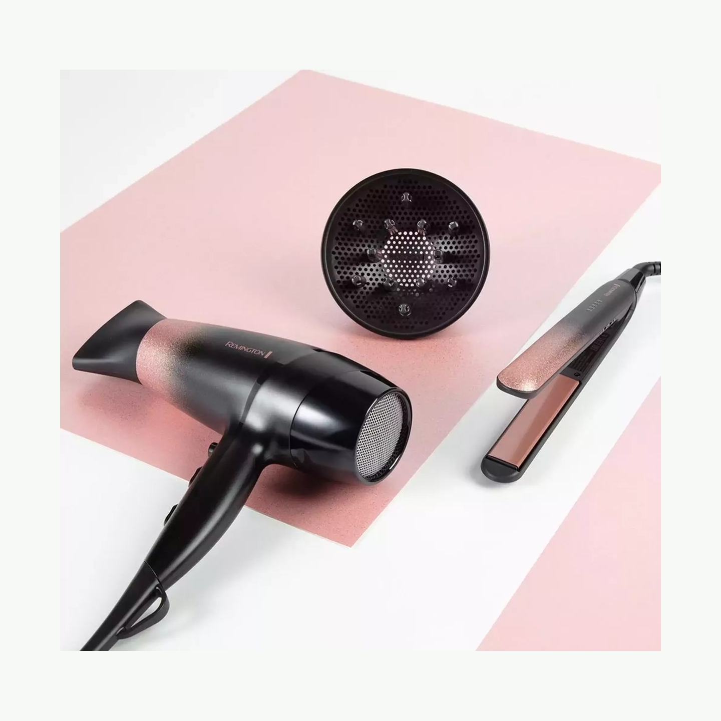 Remington Hair Dryer | D5305 Rose Shimmer | 2200 W | Number of temperature settings 3 | Ionic function | Diffuser nozzle | Black