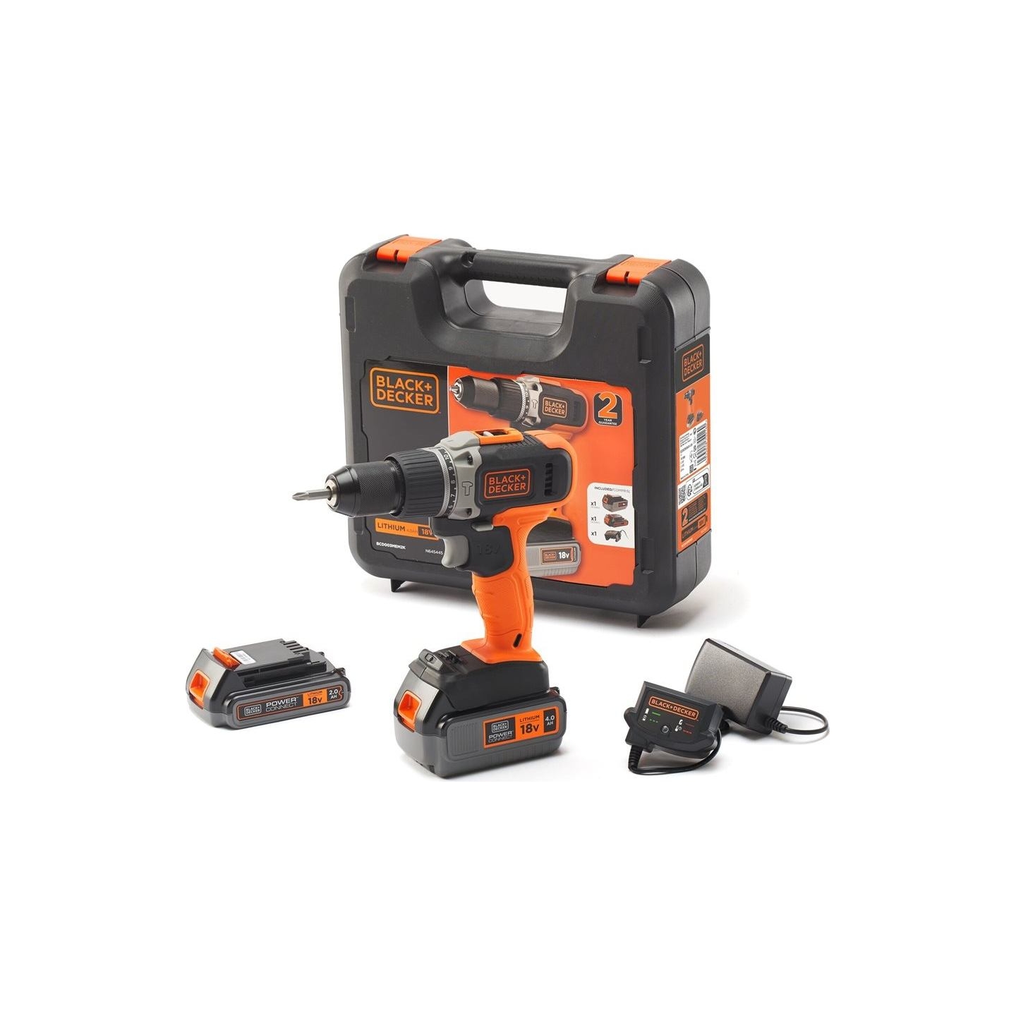 Black & Decker | Cordless Drill/Driver with  2.0 Ah/4.0 Ah Battery | BCD003MEM2K-QW | 18 V | 2.0/4.0 Ah | Lithium