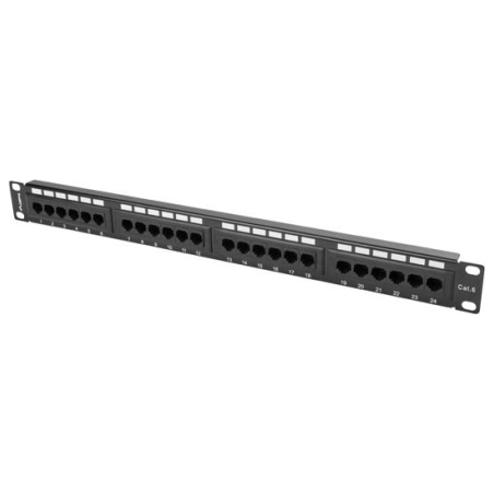 Lanberg | Patch Panel 24 port 1U 19" CAT.6 UTP | PPU6-1024-B | Black